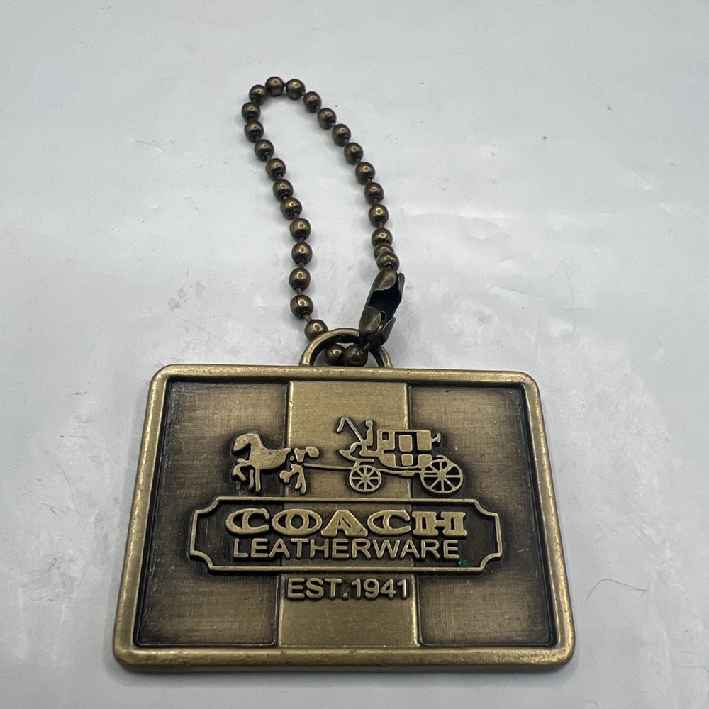 Coach Metal Hangtag Heritage Horse and Carriage Bag Charm Brass tone Key Fob VTG